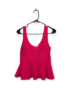Ganni Anthropology Fuchsia Peplum Textured Tank Top Small
